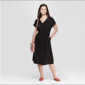 Universal Thread Black Midi Wrap Dress